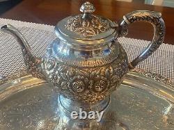 CLEAN 6 PC S KIRK & SON Co REPOUSSE STERLING SILVER TEA / COFFEE SET ca. 1920