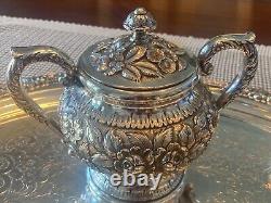 CLEAN 6 PC S KIRK & SON Co REPOUSSE STERLING SILVER TEA / COFFEE SET ca. 1920