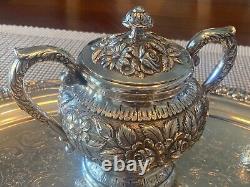 CLEAN 6 PC S KIRK & SON Co REPOUSSE STERLING SILVER TEA / COFFEE SET ca. 1920