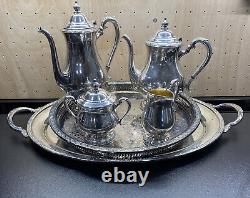 Camille International Silver Company Tea Set With Platter And Tray 6081