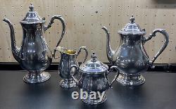 Camille International Silver Company Tea Set With Platter And Tray 6081