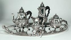 Cardeilhac Renaissance French Sterling Silver tea set Mascarons & chimera 1880