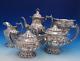 Chantilly By Gorham Grand Sterling Silver Tea Set 5pc Monogrammed (#7901)