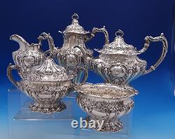 Chantilly by Gorham Grand Sterling Silver Tea Set 5pc Monogrammed (#7901)