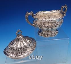 Chantilly by Gorham Grand Sterling Silver Tea Set 5pc Monogrammed (#7901)