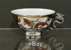 Chinese Export Silver Tea Set (2) Signed Tanvinh DRAGON (5-6)