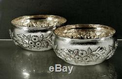 Chinese Export Silver Tea Set (2) Tea Bowls c1890 Signed