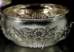 Chinese Export Silver Tea Set (2) Tea Bowls c1890 Signed