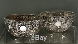 Chinese Export Silver Tea Set Bowls (2) c1880 SIGNED LINERS