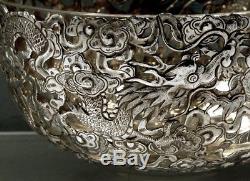 Chinese Export Silver Tea Set Bowls (2) c1880 SIGNED LINERS