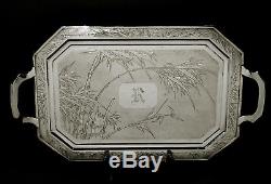 Chinese Export Silver Tea Set Tray NANKING SILVER 72 OUNCES