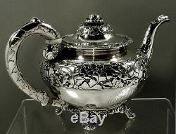 Chinese Export Silver Tea Set c1830 Yatshing 107 Ounces