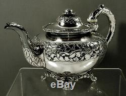 Chinese Export Silver Tea Set c1830 Yatshing 107 Ounces