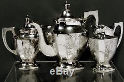 Chinese Export Silver Tea Set c1890 Nanking Silver 59 Ounces
