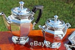 Christofle Colbert Godrons Silver Plated Coffe and Tea Service Set of 5 Pieces