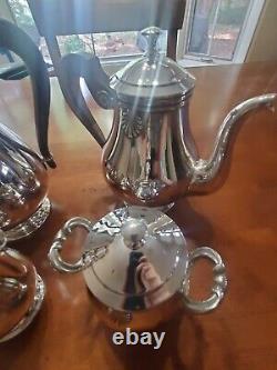 Christofle Coul Gallia Pattern Silverplate France 4 Piece Tea Coffee Set