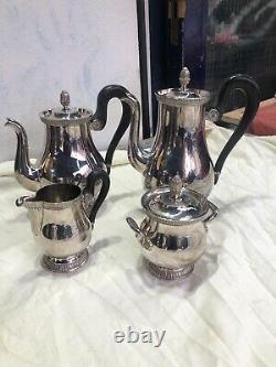Christofle France Malmaison 4 Piece Silver Plated Tea & Coffee Pot Set