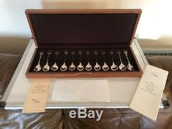 Collectable Set Of John Pinches For The 12 Solid Silver Tea Spoons For The Rspb