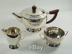 DEAKIN & FRANCIS Sterling Silver Art Deco Design 3 Piece Tea Set