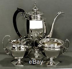 Daniel Low Sterling Silver Tea Set c1895 COLONIAL STYLE