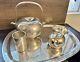 Dansk Vintage Silver Plated Brass Tea Set Designed By Vivian Torun Circa 1960s