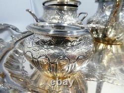 Diminutive Spanish 5 Piece. 915 Sterling Silver Tea And Coffee Set And Tray