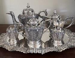 Djokja Togya Silver Tea Set Stamped NUR 800 DELUX Yogya Lotus Flower