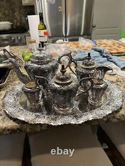 Djokja Togya Silver Tea Set Stamped NUR 800 DELUX Yogya Lotus Flower