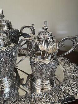 Djokja Togya Silver Tea Set Stamped NUR 800 DELUX Yogya Lotus Flower