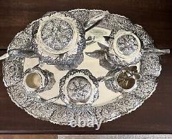 Djokja Togya Silver Tea Set Stamped NUR 800 DELUX Yogya Lotus Flower