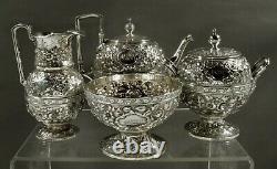 Dominick & Haff Sterling Tea Set 1875 HAND DECORATED