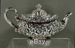 Dominick & Haff Sterling Tea Set 1889 Hand Decorated 75 Ounces