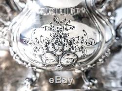 Du Barry Chased Silver Plate Coffee Tea Service Set With Kettle Stand with Tray
