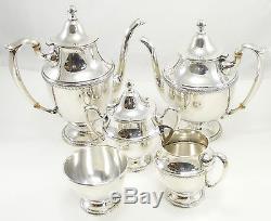 Dunkirk Silversmiths Sterling Silver Tea Coffee Set of 5 Hollowware Pattern 505