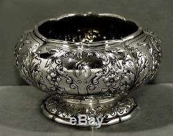 Durgin Sterling Silver Tea Set c1895 Hand Decorated
