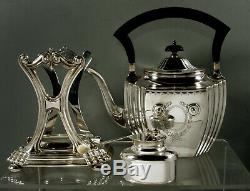Durgin Sterling Tea Set Kettle & Stand c1920 Hand Decorated