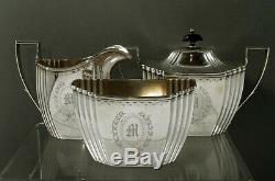 Durgin Sterling Tea Set c1920 Hand Decorated 56 Ounces