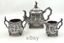 ELKINGTON Silver Figural Tea Set TENIERS Style London c1883