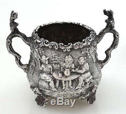 ELKINGTON Silver Figural Tea Set TENIERS Style London c1883