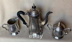 EPNS From India silver plated tea set three piece tea pot milk jug sugar bowl