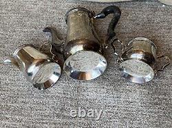 EPNS From India silver plated tea set three piece tea pot milk jug sugar bowl