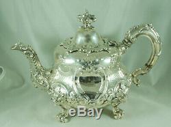 Early Victorian Crested Silver Tea Set Edward Barnards London 1850 1604g A602017