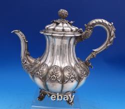 Edward Barnard English Georgian Sterling Silver Tea Set 4pc 3-D Gourds (#7502)