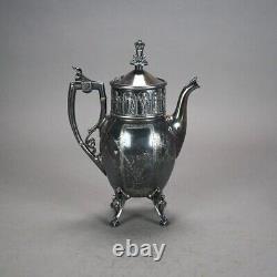 Eight Piece Antique Egyptian Revival Silver Plated Tea Set C1890