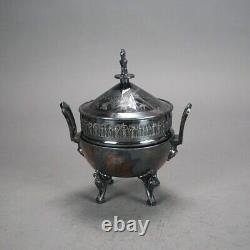 Eight Piece Antique Egyptian Revival Silver Plated Tea Set C1890