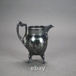 Eight Piece Antique Egyptian Revival Silver Plated Tea Set C1890