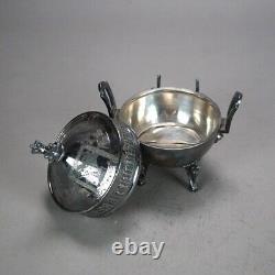 Eight Piece Antique Egyptian Revival Silver Plated Tea Set C1890