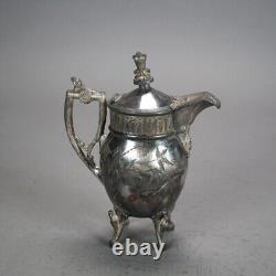 Eight Piece Antique Egyptian Revival Silver Plated Tea Set C1890