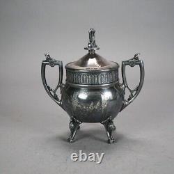 Eight Piece Antique Egyptian Revival Silver Plated Tea Set C1890