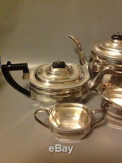 Elkington English Silver Plate Art Deco Tea & Coffee Set 4 Pc Sheffield Teapot